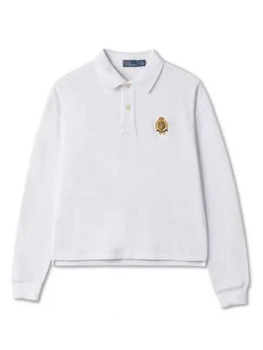 30 Paid W Crest Polo Long Sleeve Mesh Shirt White - POLO RALPH LAUREN - BALAAN 1