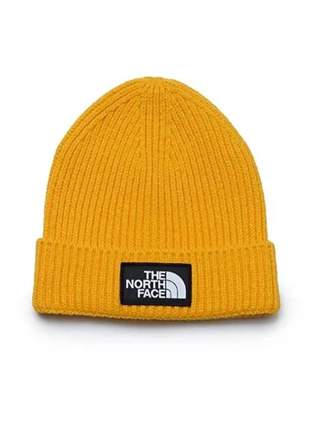 TNF Logo Box Cuffed Beanie Yellow - THE NORTH FACE - BALAAN 3