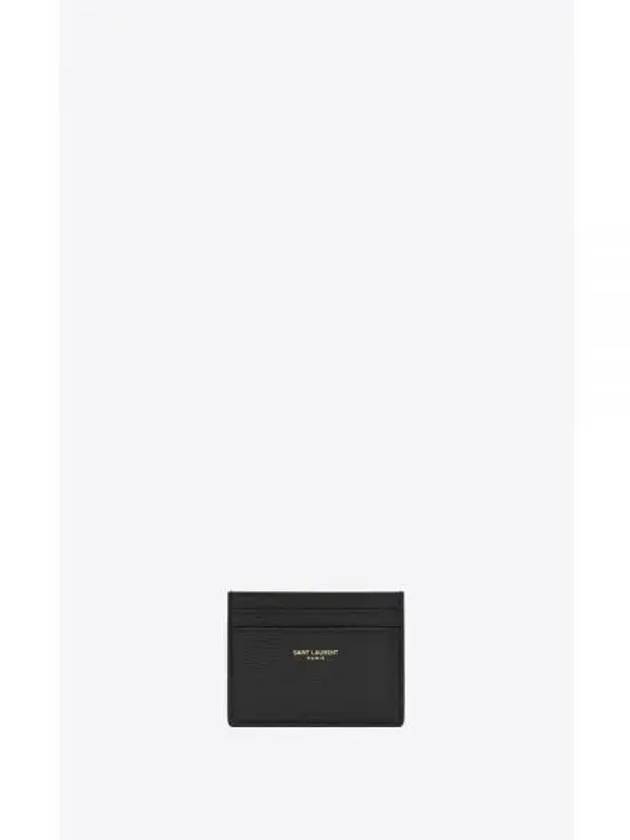 Paris Embossed Leather Card Wallet Black - SAINT LAURENT - BALAAN 2