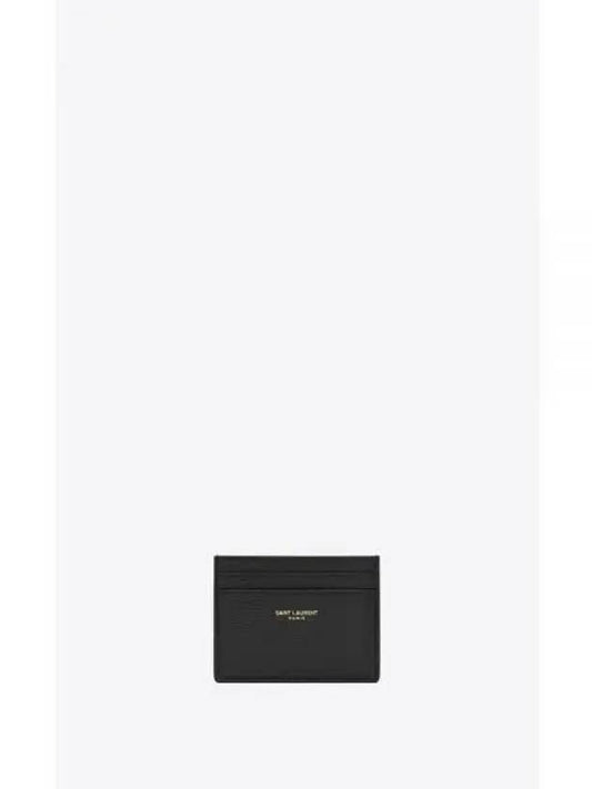 Paris Embossed Leather Card Wallet Black - SAINT LAURENT - BALAAN 2