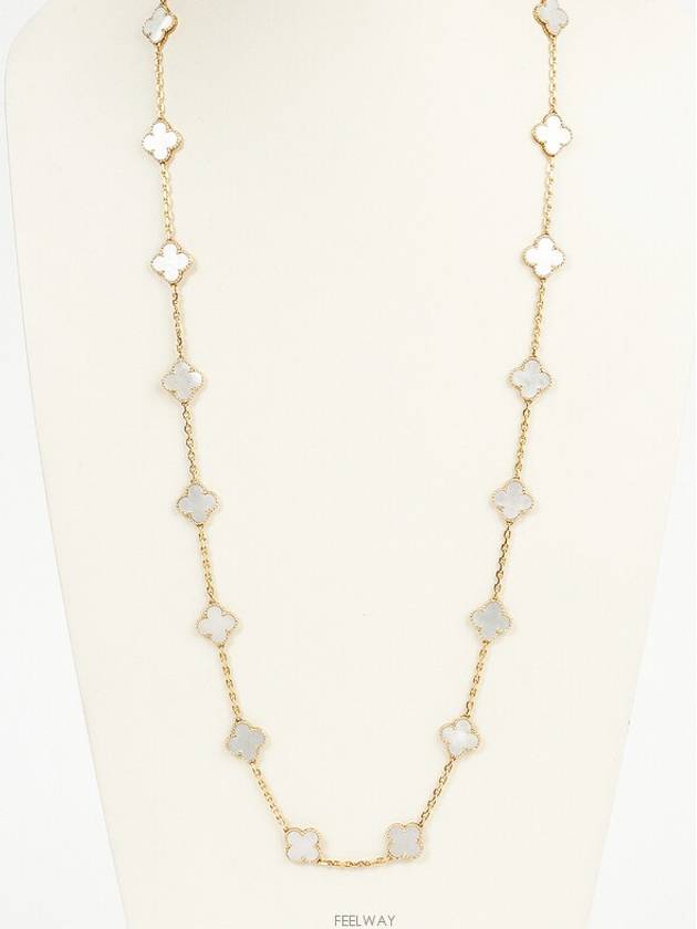 Van Cleef Arpels Vintage Alhambra Long Necklace 20 Motif Yellow Gold Mother of Pearl 74204 - VANCLEEFARPELS - BALAAN 5