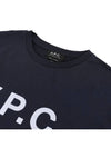Logo Print Crew Neck Short Sleeve T-Shirt Navy - A.P.C. - BALAAN 4
