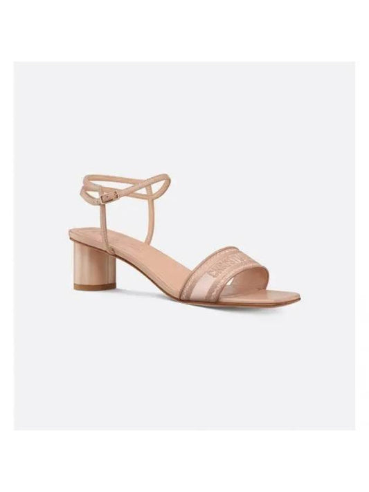 Dway Embroidery Satin Lambskin Sandals Heels Nude - DIOR - BALAAN 1