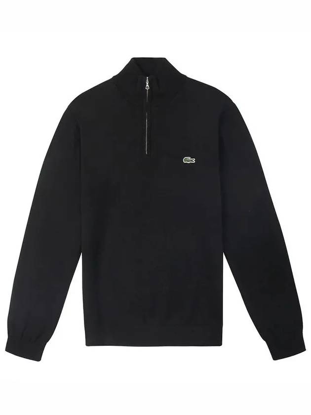 Classic Fit Half Zip Up Knit Top Black - LACOSTE - BALAAN 2