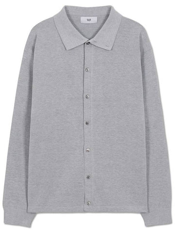 Mercy semi over high neck collar cardigan FOG GRAY - WEST GRAND BOULEVARD - BALAAN 1