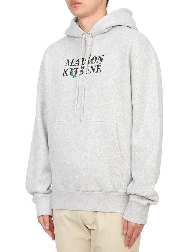 Flowers Comfort Logo Print Hoodie Light Grey Melange - MAISON KITSUNE - BALAAN 3