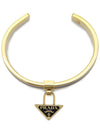 Triangle Logo Plaque Metal Bracelet Black Gold - PRADA - BALAAN 4