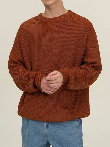 Crew Neck Hachi Knit Top Dark Orange - EXCONTAINER - BALAAN 1