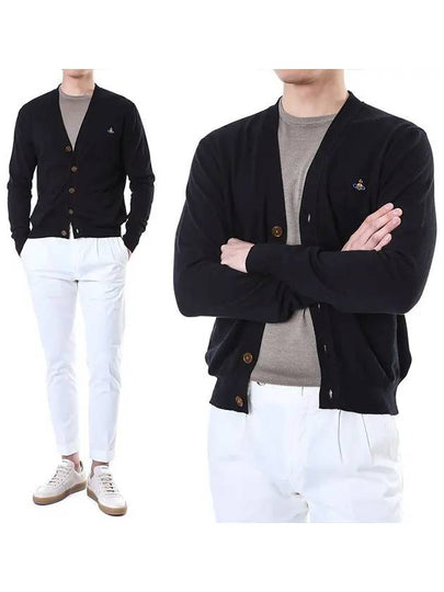 ORB Logo V-Neck Cardigan Black - VIVIENNE WESTWOOD - BALAAN 2