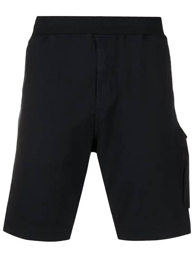 Ghost Piece Fleece Bermuda Shorts Navy - STONE ISLAND - BALAAN 3