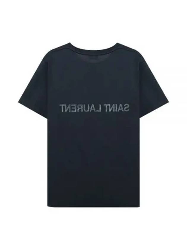 Men's Reverse Logo T-Shirt Navy Blue - SAINT LAURENT - 2