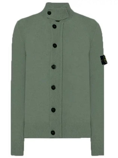 Lambswool Knit Cardigan Green - STONE ISLAND - BALAAN 2