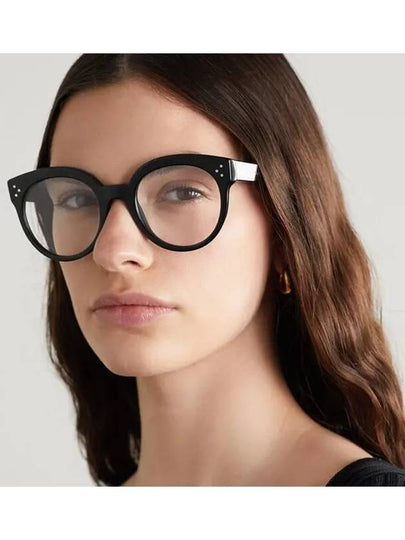 Eyewear Logo Round Eyeglasses Shiny Black - CELINE - BALAAN 2