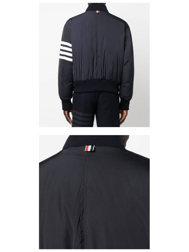 Poly Twill 4-Bar Oversized Knit Down Bomber Jacket Charcoal - THOM BROWNE - BALAAN 6