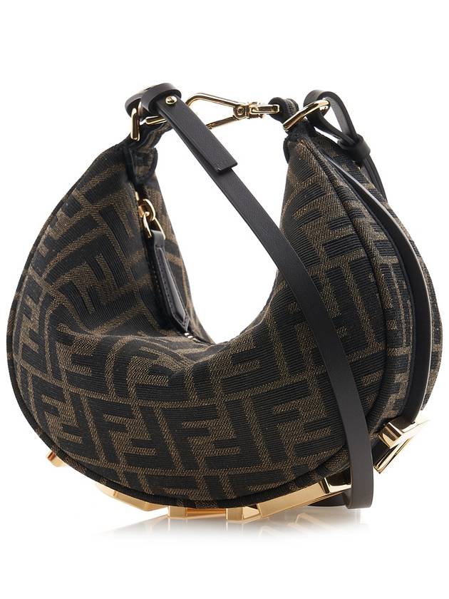 FF Jacquard Fabric Mini Cross Bag Brown - FENDI - BALAAN 3