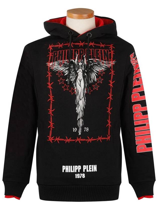 Angel Print Cotton Hoodie Black - PHILIPP PLEIN - BALAAN 2