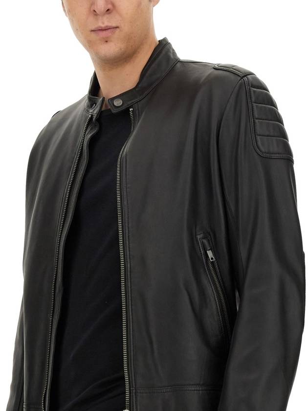 Regular fit leather jacket black - HUGO BOSS - BALAAN 4