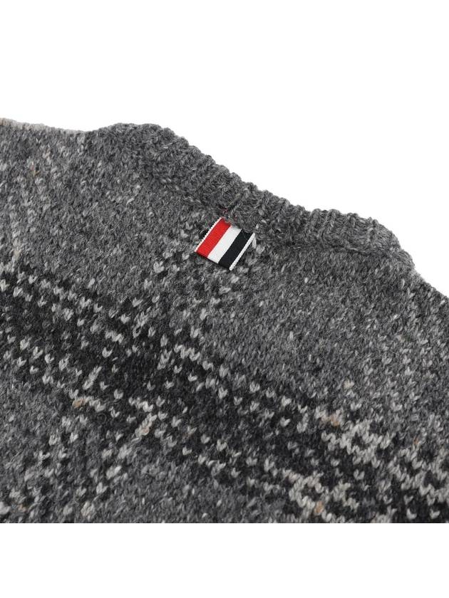 Tartan Check Jacquard Wool Mohair Knit Top Grey - THOM BROWNE - BALAAN 5