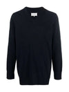 Stitched V-neck Wool Knit Top Navy - MAISON MARGIELA - BALAAN 1