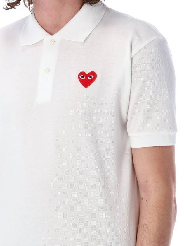 Classic polo shirt with red heart patch - COMME DES GARCONS PLAY - BALAAN 3