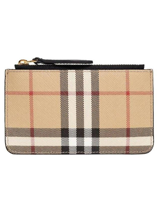 Vintage Check Leather Card Wallet Beige - BURBERRY - BALAAN 1