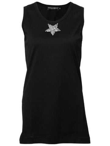 Jewelry Star Patch Cotton Sleeveless Black - DOLCE&GABBANA - BALAAN 1