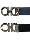 Gancini Buckle Reversible Leather Belt Black Navy - SALVATORE FERRAGAMO - BALAAN 3