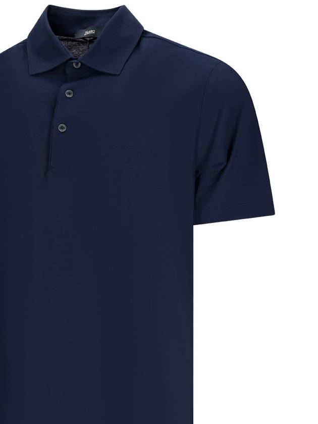 Short Sleeve Cotton Pk Shirt Navy - HERNO - BALAAN 4