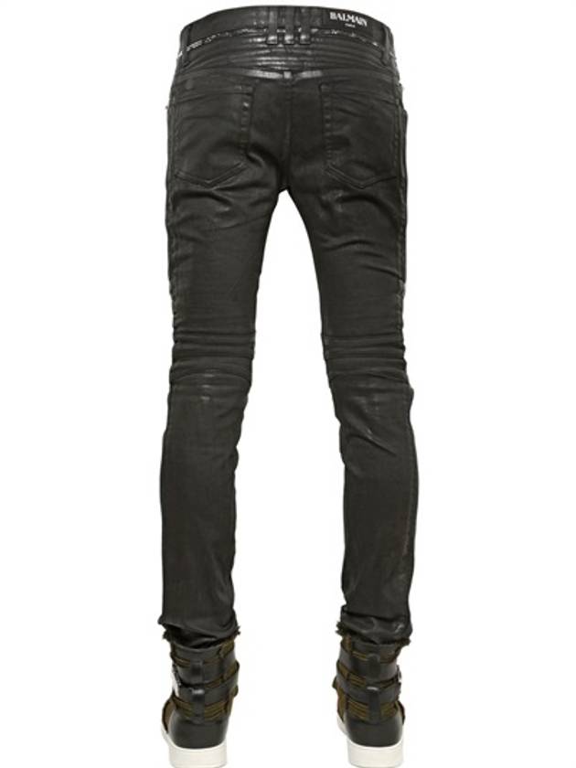 14FW 165CM side zipper waxed biker jeans - BALMAIN - BALAAN 3