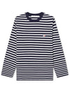 Fox Logo Stripe Long Sleeve T-Shirt Navy - MAISON KITSUNE - BALAAN 2