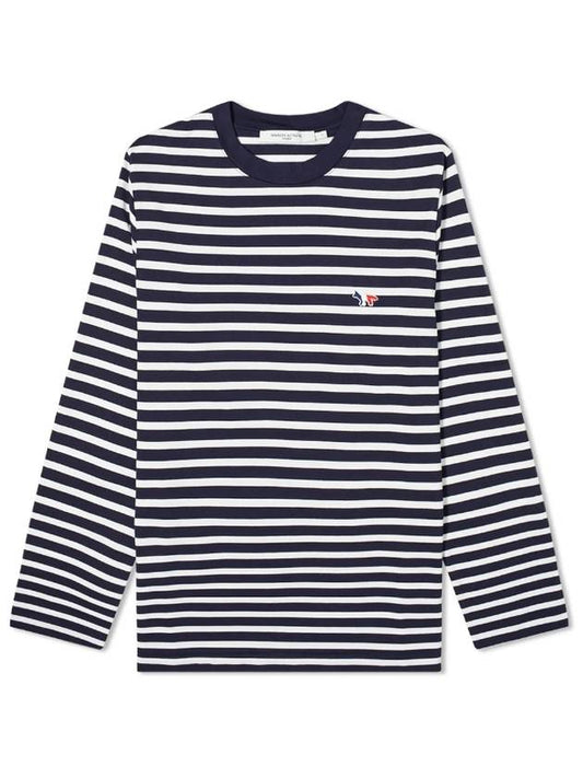 Fox Logo Stripe Long Sleeve T-Shirt Navy - MAISON KITSUNE - BALAAN 2