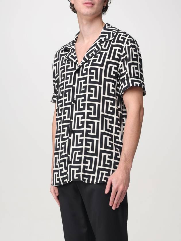 Monogram Print Short Sleeve Shirt Black - BALMAIN - BALAAN 5