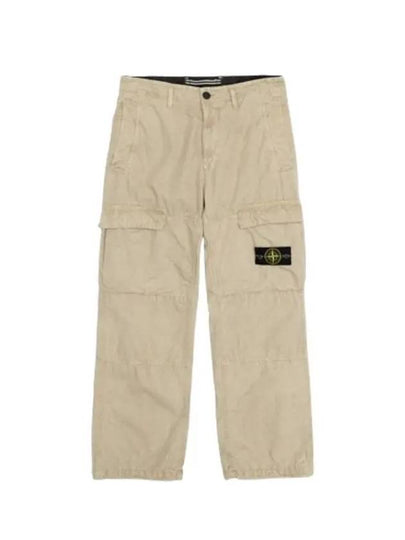 Old Treatment Brushed Cotton Canvas Cargo Straight Pants Beige - STONE ISLAND - BALAAN 2