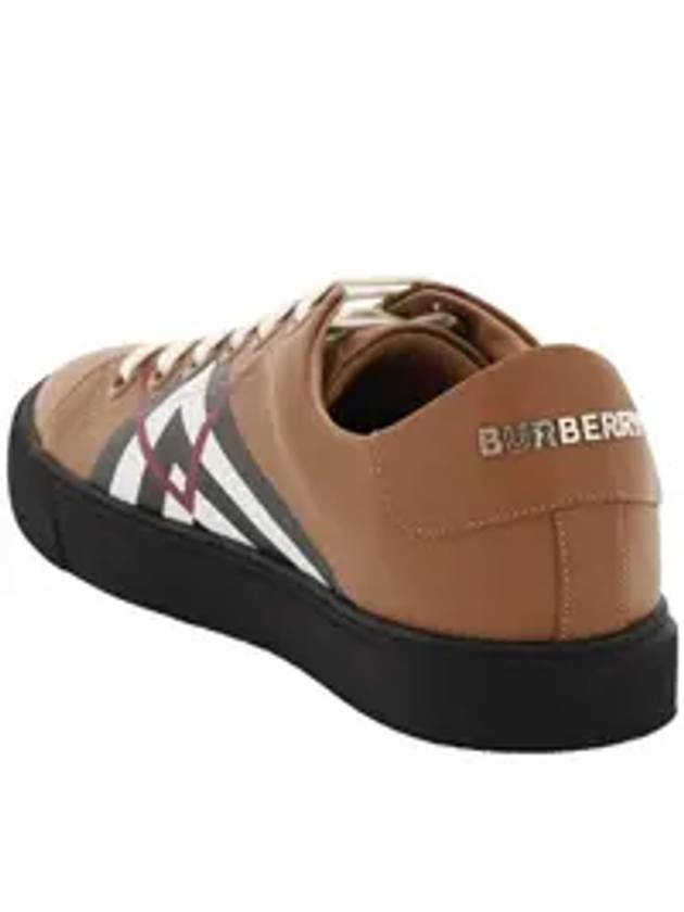 Chevron Check Leather Low Top Sneakers Brown - BURBERRY - BALAAN 5