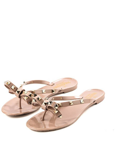 Women's Rockstud Flip Flops Beige - VALENTINO - BALAAN 2