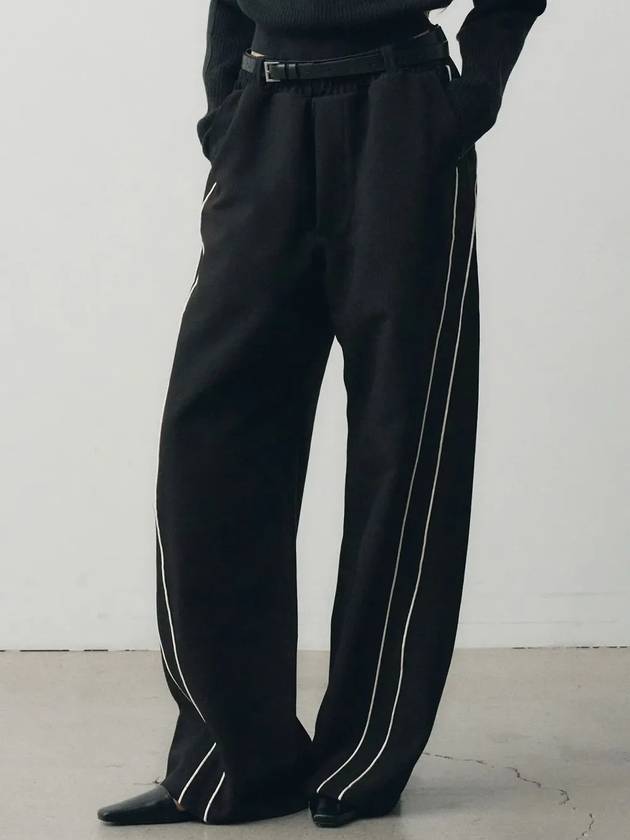 Pre order delivery September 19th Piping Curved Track Pants Black - NOIRER FOR WOMEN - BALAAN 2