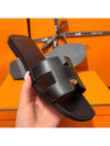 Oran Calfskin Slippers Noir Piqures Ecrues Black - HERMES - BALAAN 4