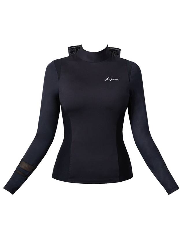 Golf Wear Mesh Ribbon Cooling Long Sleeve T-shirt Black - J JANE - BALAAN 2