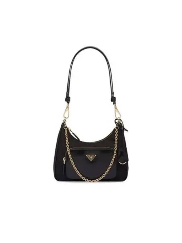 Re-Nylon Brushed Leather Mini Bag Black - PRADA - BALAAN 2