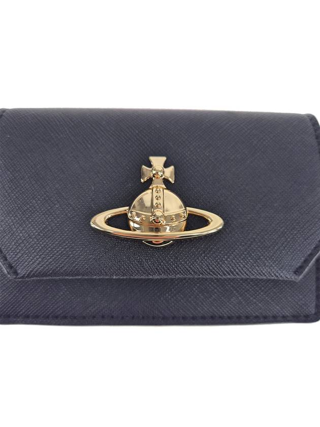 ORB Logo Saffiano Card Wallet Black - VIVIENNE WESTWOOD - BALAAN 6