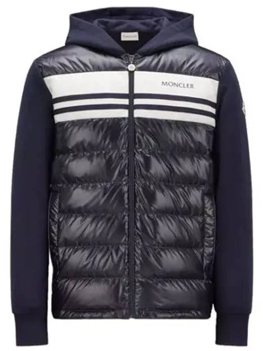 Logo Cotton Zip Up Hoodie Navy - MONCLER - BALAAN 2