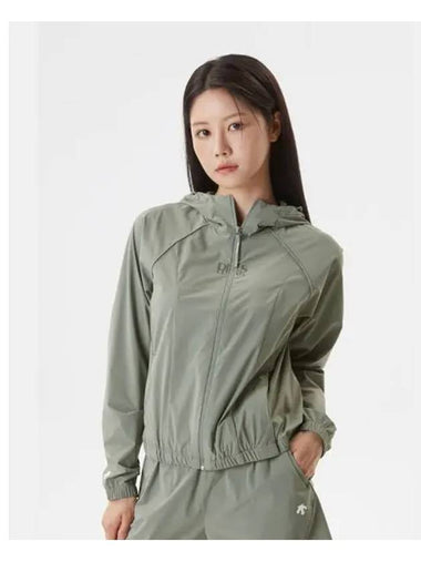 Women s Chiffon Woven Warm up Jacket Khaki SP322UWT79 - DESCENTE - BALAAN 1