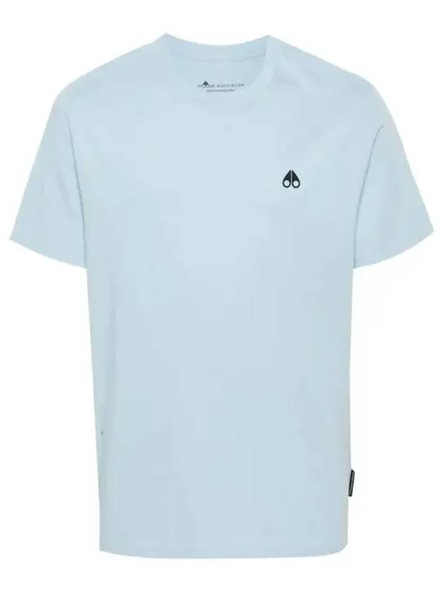 Satellite Logo Detail Crew Neck Short Sleeve T-Shirt Light Blue - MOOSE KNUCKLES - BALAAN 2