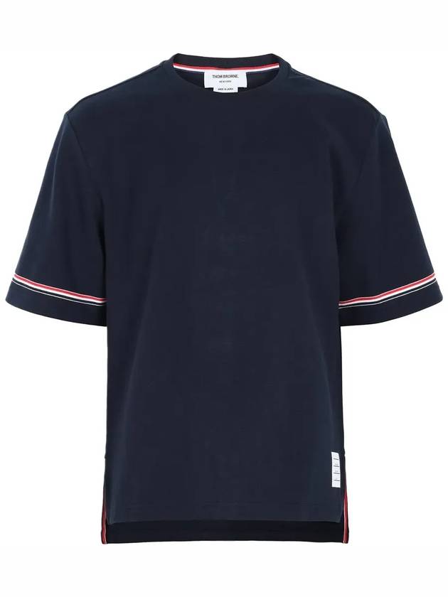 Cotton Rugby Short Sleeve T-Shirt Navy - THOM BROWNE - BALAAN 4