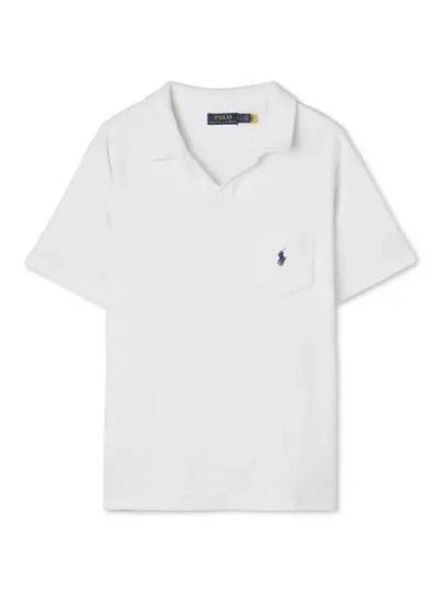 Custom Slim Fit Terry Polo Shirt White - POLO RALPH LAUREN - BALAAN 2