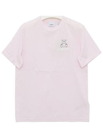 Kids Bear Cotton Short Sleeve T-Shirt Frosty Pink - BURBERRY - BALAAN 1