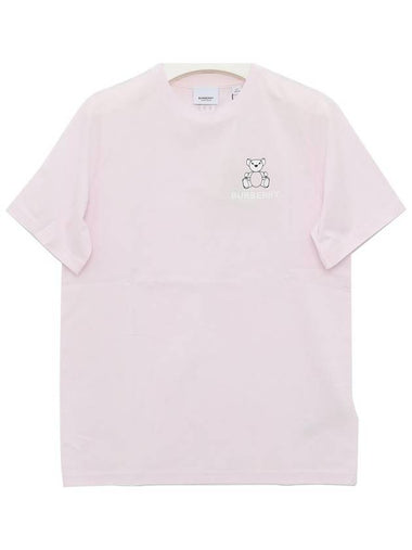 Kids Bear Cotton Short Sleeve T-Shirt Frosty Pink - BURBERRY - BALAAN 1