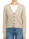 Embroidered Heart Logo Cashmere Cardigan Champagne - AMI - BALAAN 2