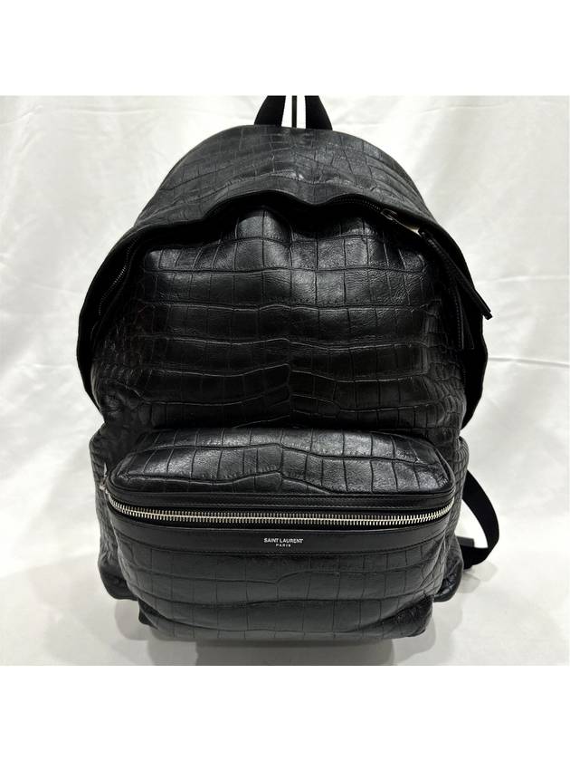 OS YSL Men s Crocodile Leather Embossed City Hunting Backpack - SAINT LAURENT - BALAAN 4