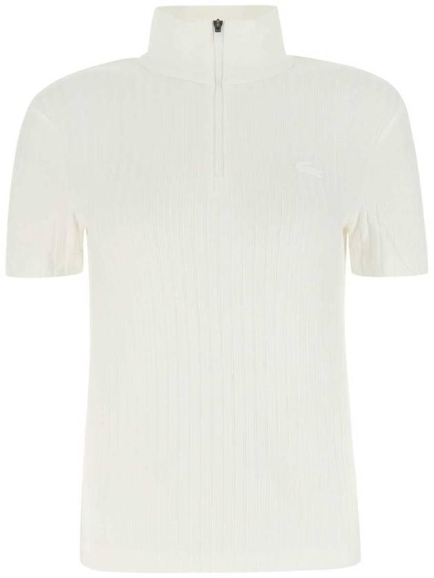 WHITE White stretch viscose blend polo shirt DF7563 70V - LACOSTE - BALAAN 1